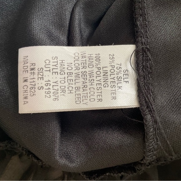 Ya Los Angeles little black dress Sz Small Silk blend sheer layers ruffle neck - Picture 8 of 8